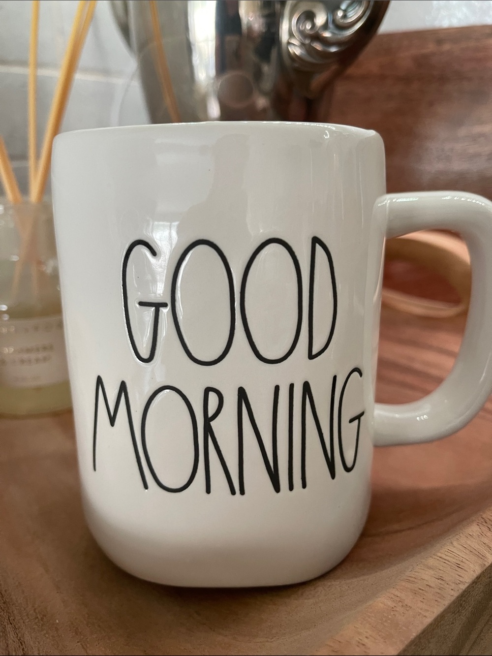 Rae Dunn White 'GOOD MORNING' Ceramic Mug